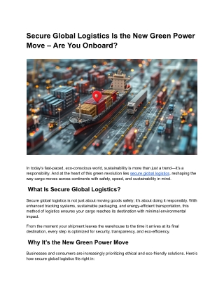 Secure Global Logistics Is the New Green Power Move – Are You Onboard?