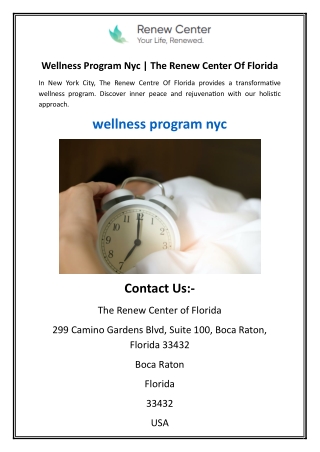 Wellness Program Nyc