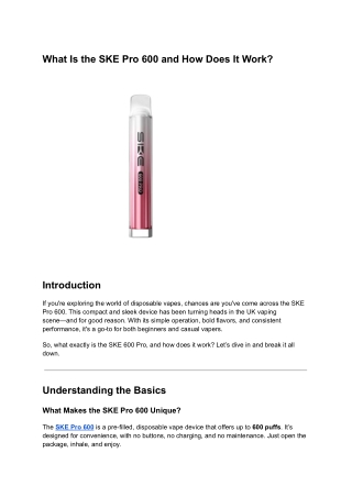 What Is the SKE Pro 600 and How Does It Work