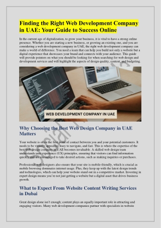 Finding the Right Web Development Company in UAE