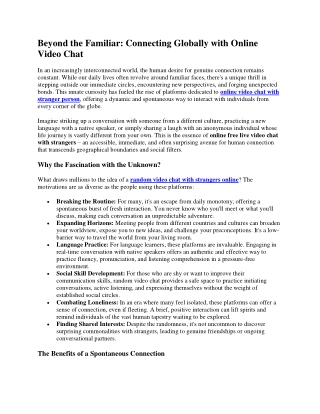 Connecting Globally with Online Video Chat