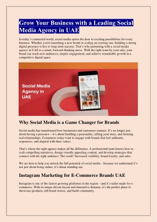 Grow Your Business with a Leading Social Media Agency in UAE