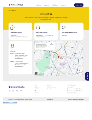 international schools | The Universal School Tardeo Contact Us