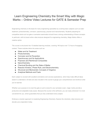 Learn Engineering Chemistry the Smart Way with Magic Marks – Online Video Lectures for GATE & Semester Prep