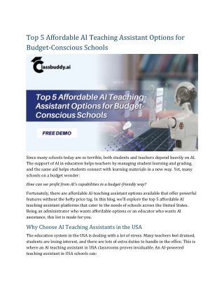 Top 5 Affordable AI Teaching Assistant Options for Budget-Conscious Schools