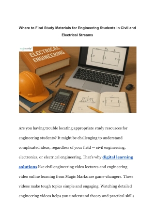 Where to Find Study Materials for Engineering Students in Civil and Electrical Streams