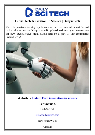 Latest Tech Innovation In Science   Dailyscitech