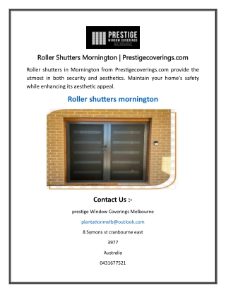 Roller Shutters Mornington  Prestigecoverings.com
