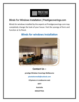 Blinds For Windows Installation  Prestigecoverings.com