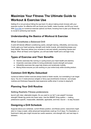 Maximize Your Fitness The Ultimate Guide to Workout & Exercise Use