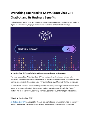 Everything You Need to Know About Chat GPT Chatbot and Its Business Benefits
