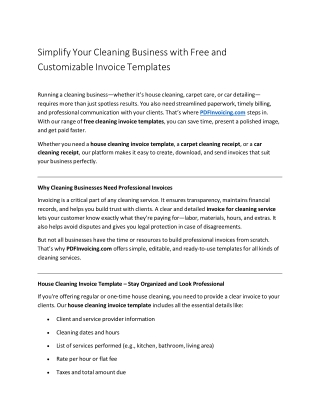 Simplify Your Cleaning Business with Free and Customizable Invoice Templates