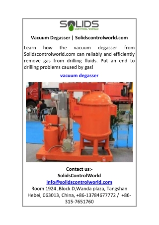 Vacuum Degasser Solidscontrolworld.com