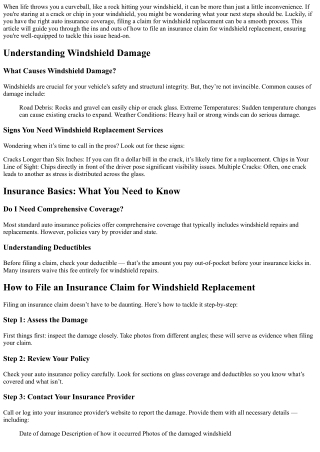 How to File an Insurance Claim for Windshield Replacement