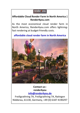 Affordable Cloud Render Farm In North America Render4you.com