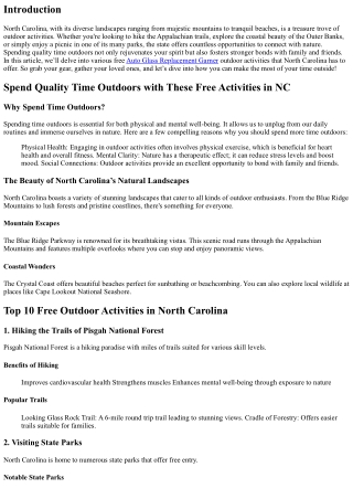 Spend Quality Time Outdoors with These Free Activities in NC