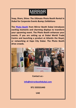 Snap, Share, Shine: The Ultimate Photo Booth Rental in Dubai for Corporate Event