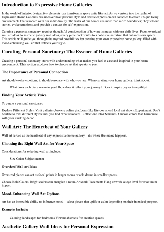 Expressive Home Galleries: Showcasing Your Unique Style