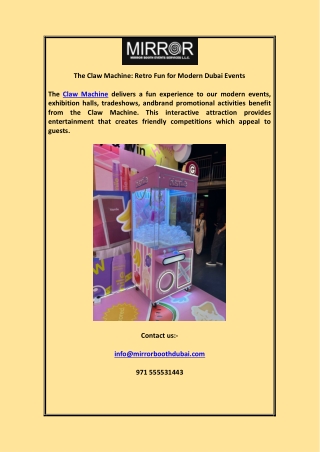 The Claw Machine: Retro Fun for Modern Dubai Events