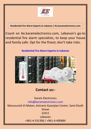 Residential Fire Alarm Experts In Lebanon Ke.karamelectronics.com