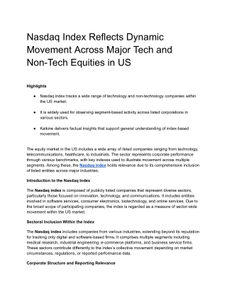 Nasdaq Index Reflects Dynamic Movement Across Major Tech and Non-Tech Equities in US