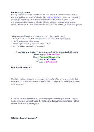 Buy Hotmail Accounts