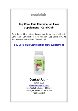 Buy Coral Club Combination Flow Supplement  Coral Club