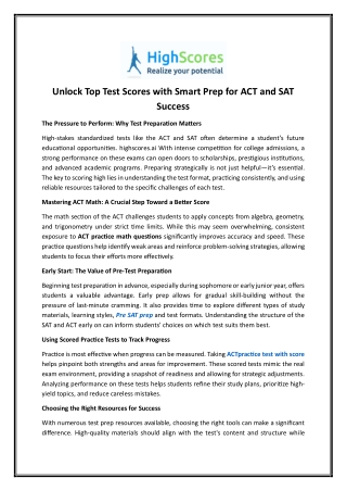 Sat Exam Preparation | Highscores.ai