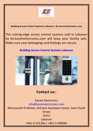 Building Access Control Systems Lebanon  Ke.karamelectronics.com