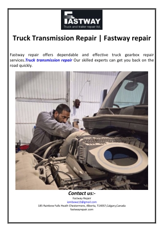 Truck Transmission Repair | Fastway repair