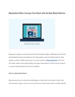 Blog Submit Sites Increase Your Reach with the Best Blog Platforms
