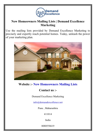 New Homeowners Mailing Lists   Demand Excellence Marketing