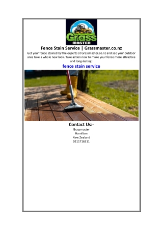Fence Stain Service Grassmaster.co.nz.