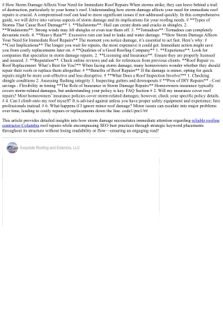 “How Storm Damage Affects Your Need for Immediate Roof Repairs”