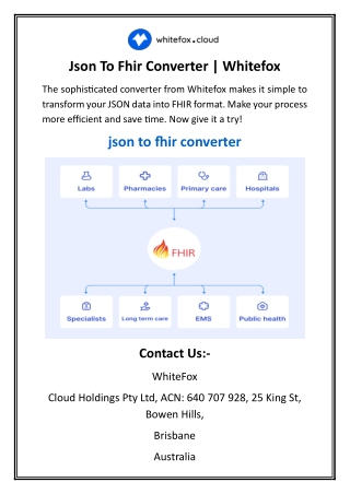 Json To Fhir Converter