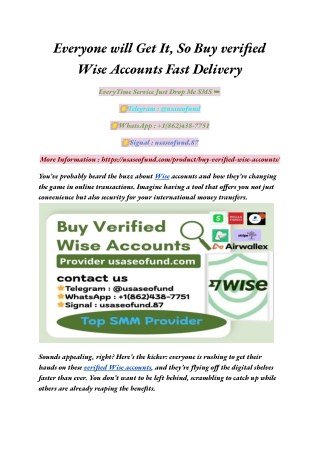 Everyone Will Get It So Buy Verified Wise Accounts Today