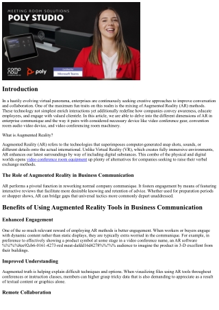 Exploring Augmented Reality Tools in Business Comms