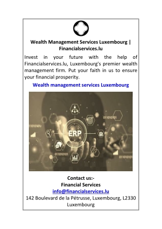 Wealth Management Services Luxembourg Financialservices.lu