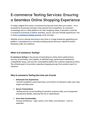 E-commerce Testing Services_ Ensuring a Seamless Online Shopping Experience