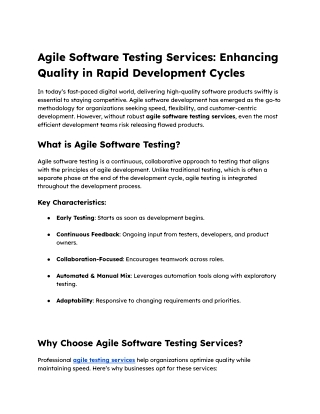 Agile Software Testing Services_ Enhancing Quality in Rapid Development Cycles