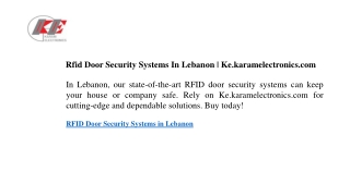 Rfid Door Security Systems In Lebanon Ke.karamelectronics.com
