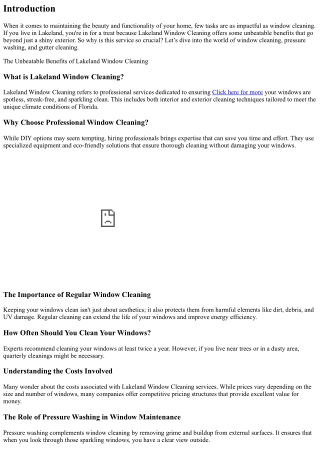 The Unbeatable Benefits of Lakeland Window Cleaning