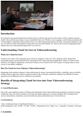Benefits of Integrating Cloud Services into Your Videoconferencing Strategy