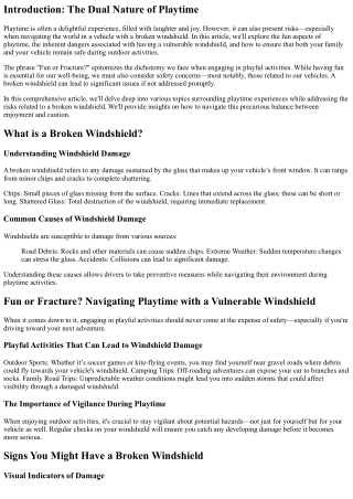 Fun or Fracture? Navigating Playtime with a Vulnerable Windshield