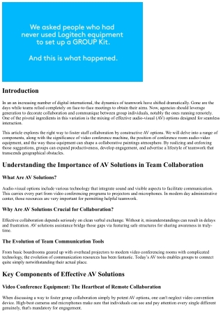 How to Foster Team Collaboration Through Effective AV Solutions