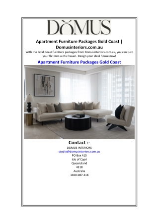 Apartment Furniture Packages Gold Coast  Domusinteriors.com.au.