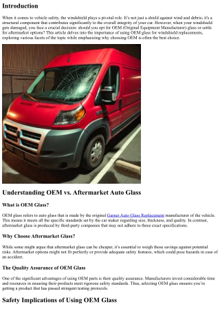 The Importance of Using OEM Glass for Windshield Replacements