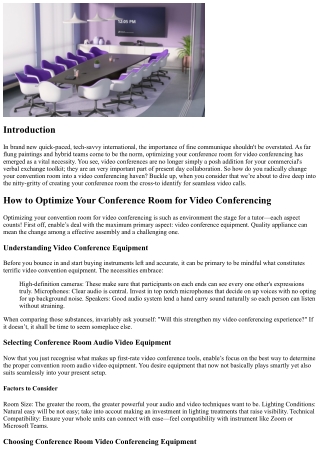 How to Optimize Your Conference Room for Video Conferencing