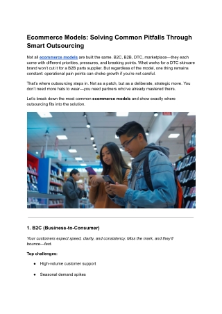 Ecommerce Models - Solving Common Pitfalls Through Smart Outsourcing