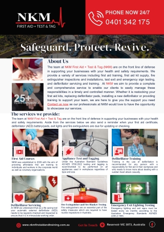 NKM First Aid   Test & Tag Melbourne